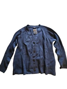 Chadwicks Navy Ribbed Button-Front‎ Cardigan